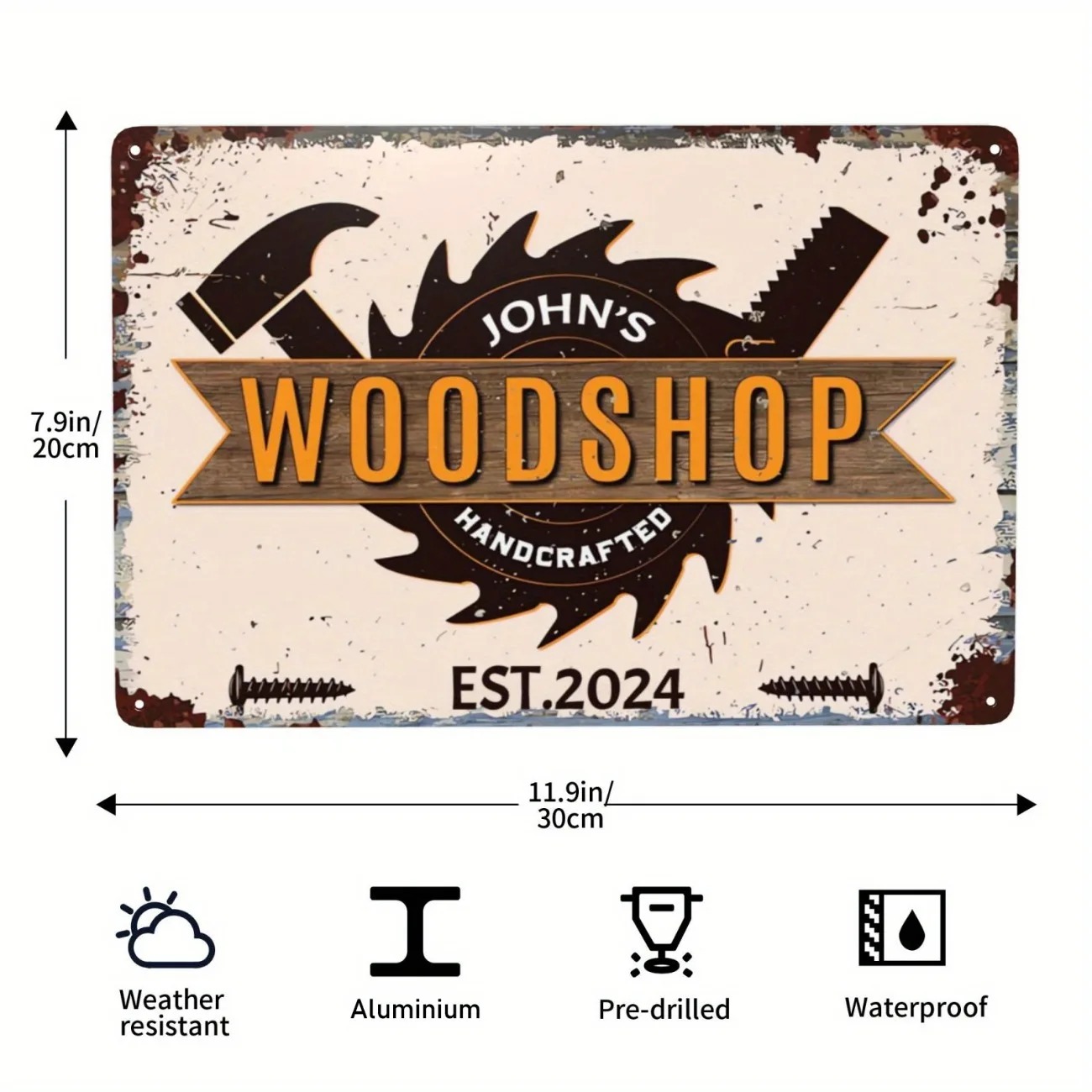 Woodworking Garage - لافتة نجارة مخصصة من الخشب، لوحة