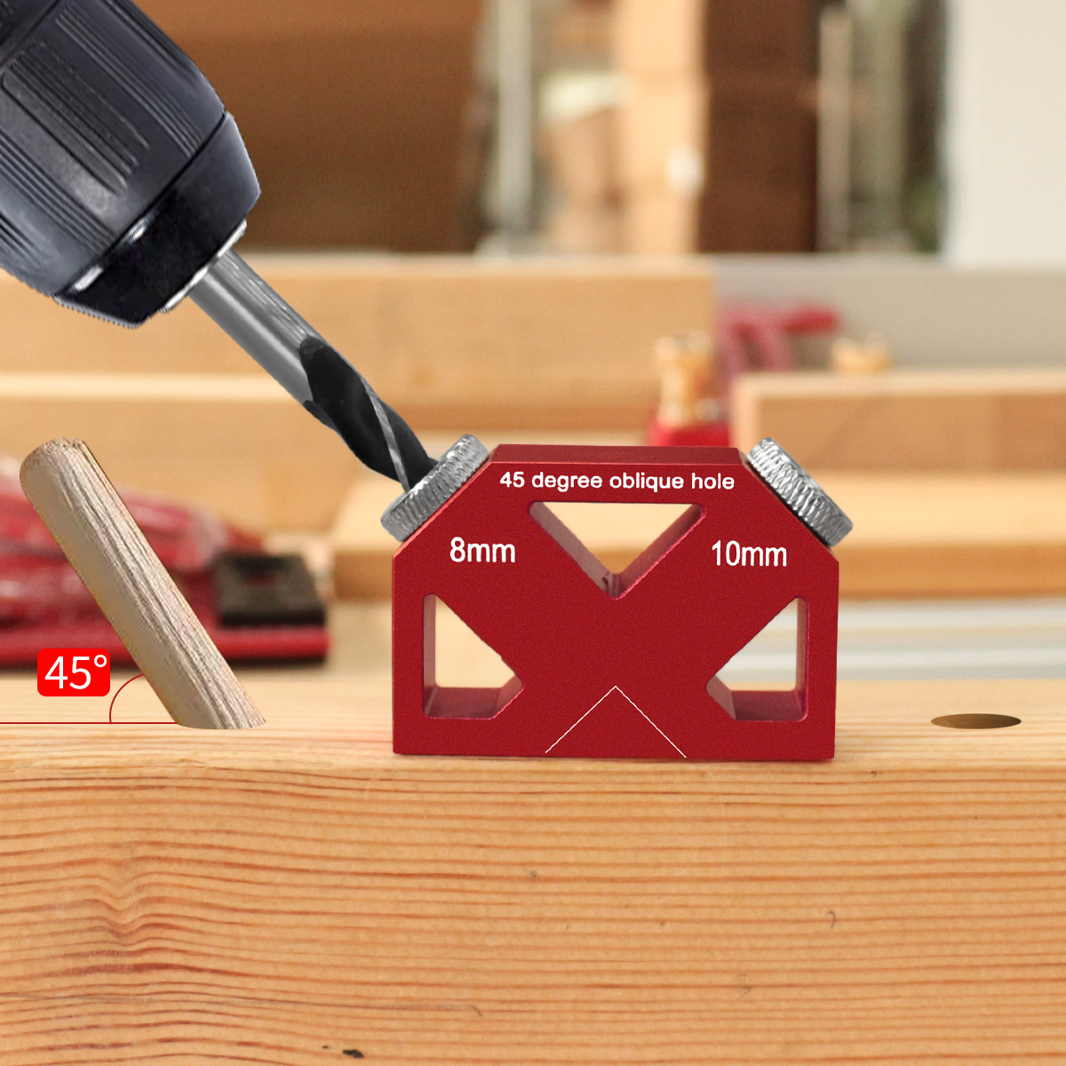 45 °   محدد موقع ثقب الحفر الم - مراجعة Woodworking Hacks وسعره